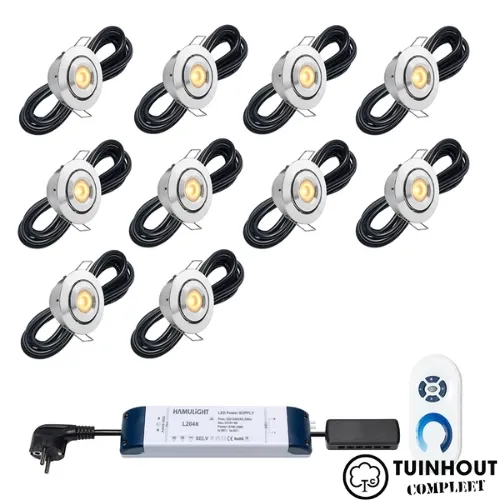 Inbouwspotjes LED kantelbaar Toledo aluminium set van 6, 8, 10 of 12 stuks