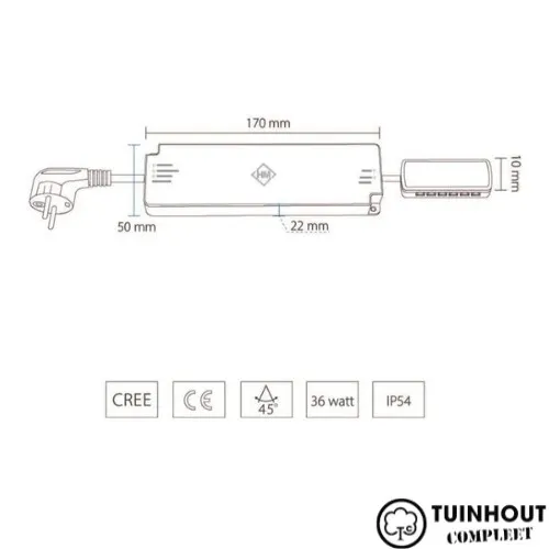 Led transformator met afstandsbediening 12 conrectors 36 watt