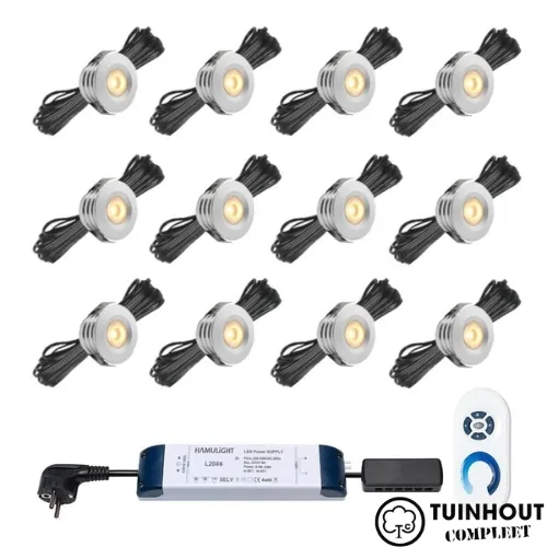 Inbouwspotjes LED vast Pals aluminium per set