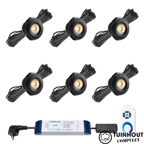 Inbouwspotjes LED vast Pals zwart set van 6, 8, 10 of 12 stuks